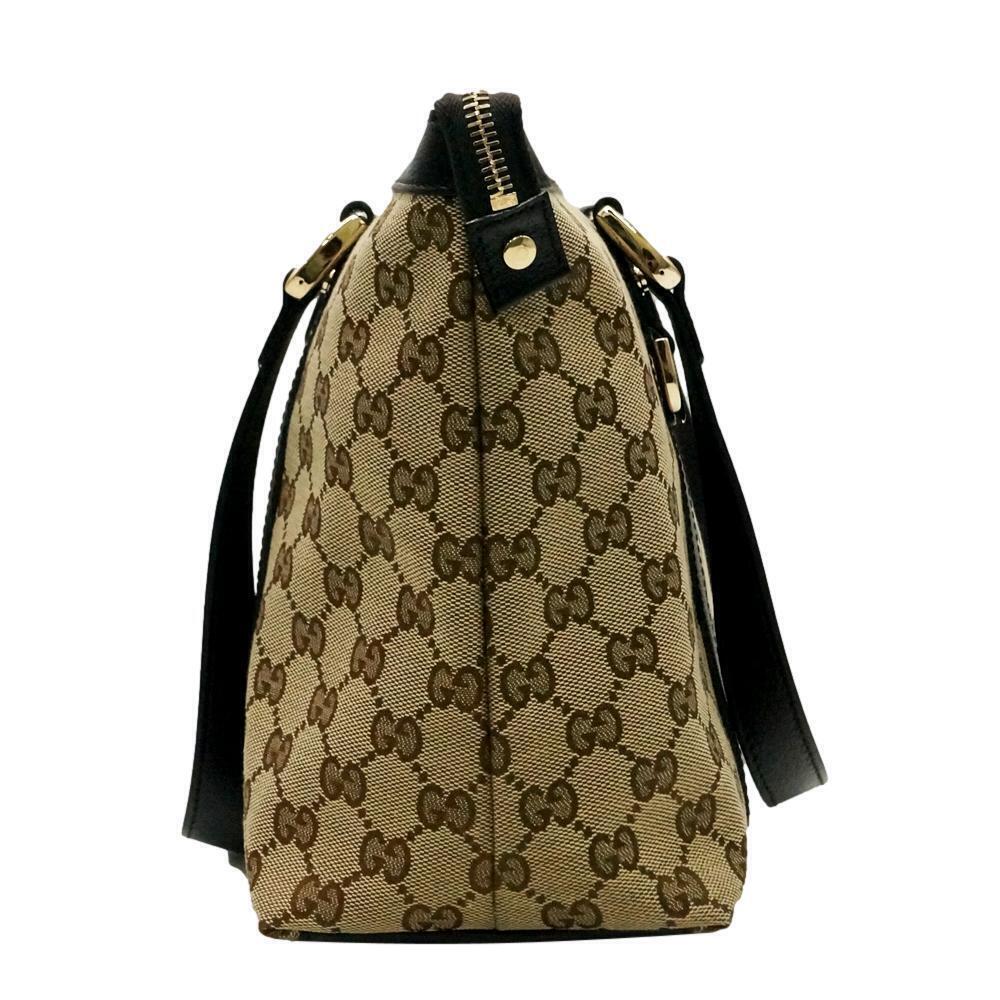 Gucci GG Canvas Leather Tote Bag Brown - Picture 3 of 7